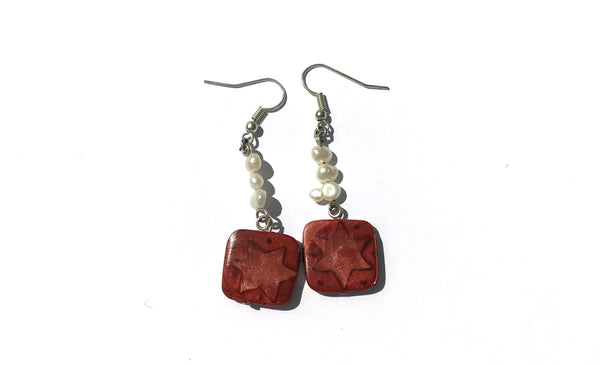 Boucles d'oreilles pendantes - cuivre & perles