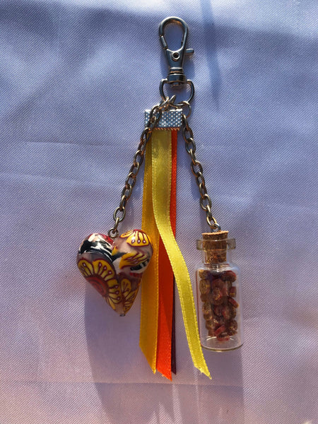 Porte-clé / bijou de sac très gourmands aux couleurs jaune-Orange - fait main - pieces uniques