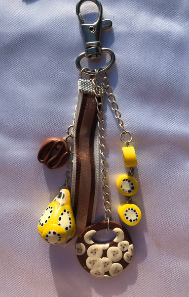 Porte-clé / bijou de sac très gourmands aux couleurs jaune-Orange - fait main - pieces uniques