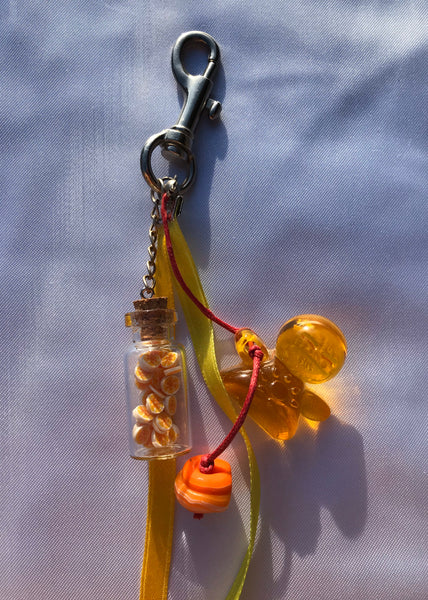 Porte-clé / bijou de sac très gourmands aux couleurs jaune-Orange - fait main - pieces uniques